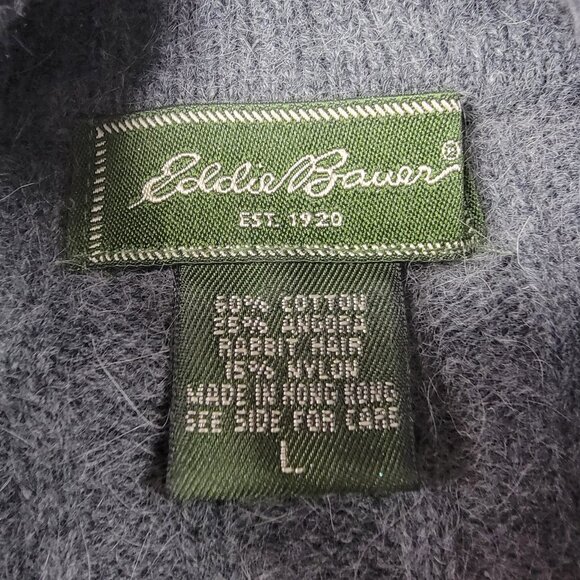 Eddie Bauer Sweater Women’s Large Gray Angora Blend Turtleneck Vintage - Picture 3 of 10